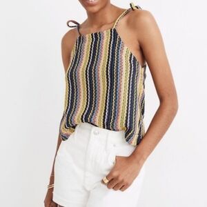 NWOT Madewell Texture & Thread Tie-Shoulder Tank Top Rainbow Crochet